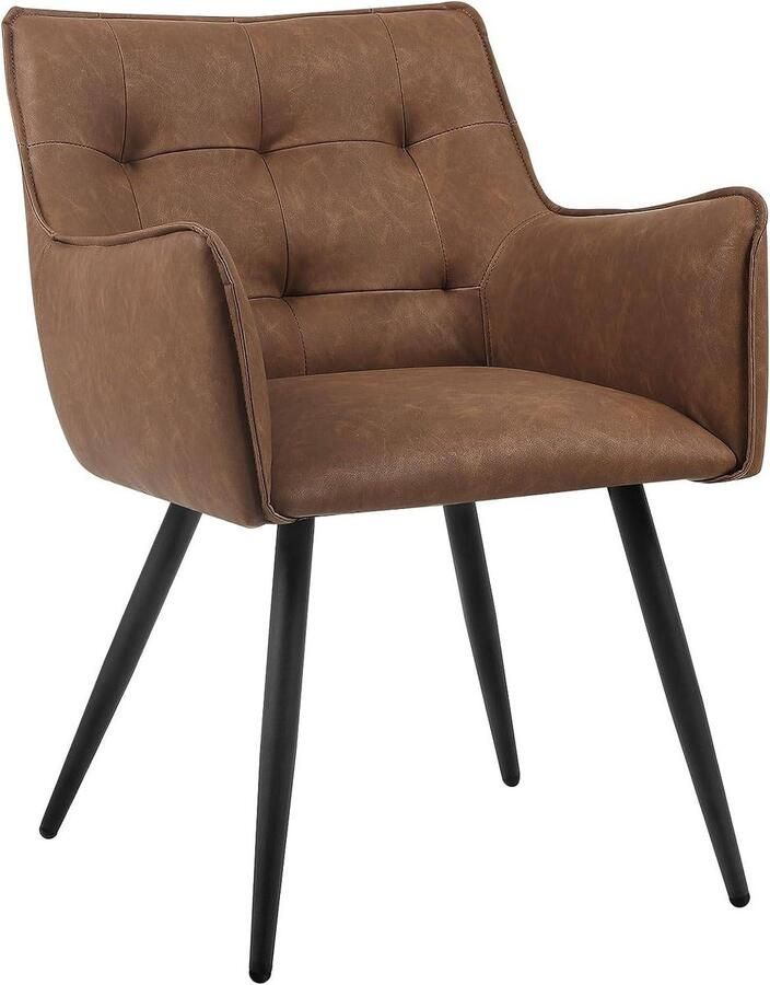 Rootz Living Rootz Ergonomische Eetkamerstoel Bureaustoel Loungestoel Comfortabel en zacht Stevig en duurzaam Ergonomisch ontwerp Vintage kunstleer 57 cm x 80 cm x 57 cm
