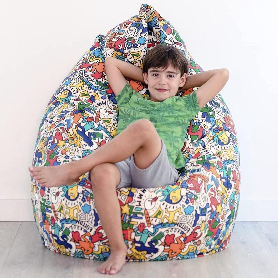 Ergonomische en vormbare zitzak voor kinderen Afmetingen 65 x 90 cm Polystyreenkralen vulling Waterdicht en vuilafstotend Binnen en buiten gebruik POP collectie