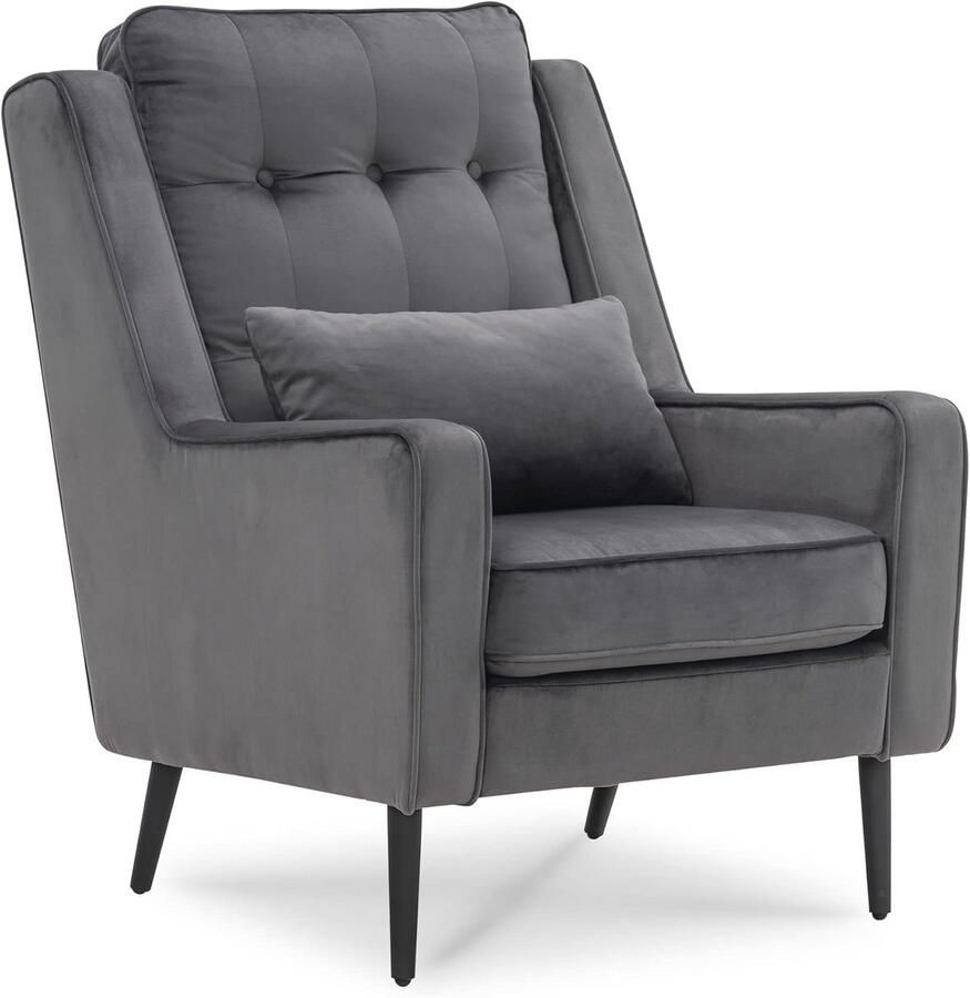 Ergonomische Fauteuil met Fluwelen Bekleding en Metalen Poten Comfortabele Relaxstoel voor de Woonkamer