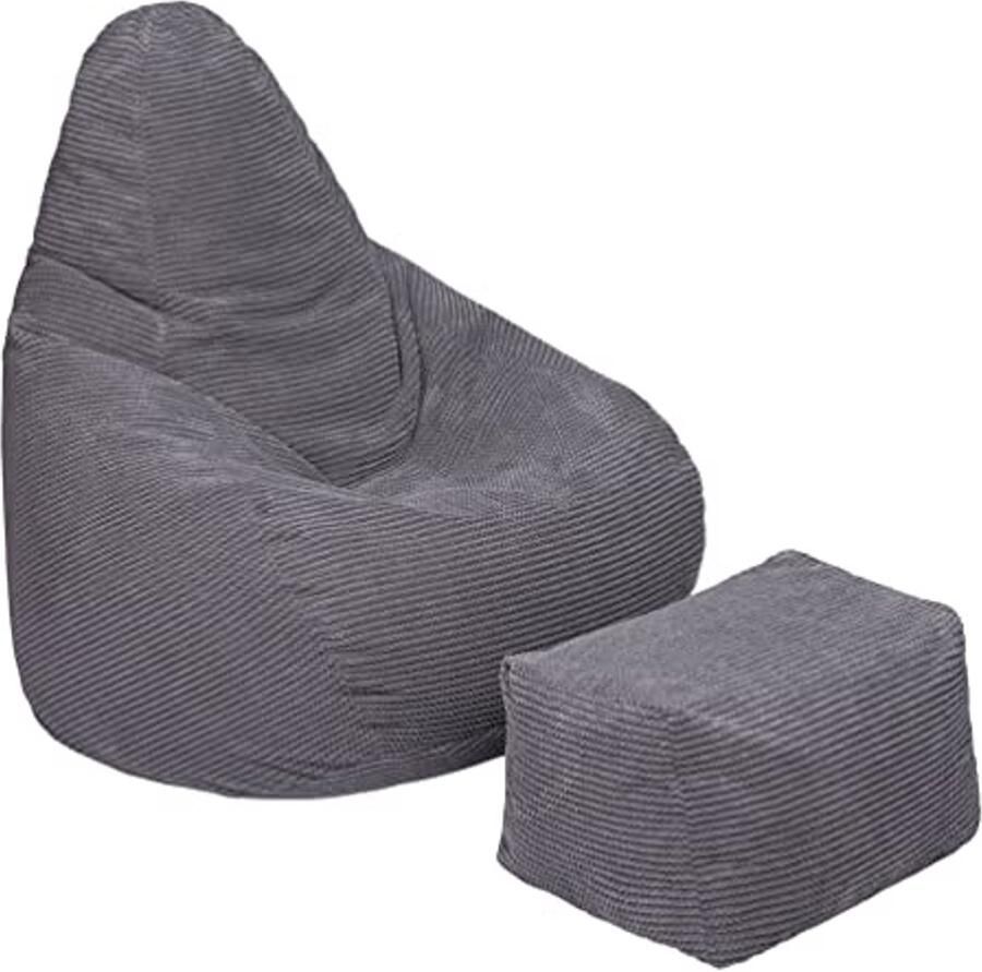 Ergonomische Fluwelen Zitzak met Voetenbank Ideaal voor Woonkamer en Gaming