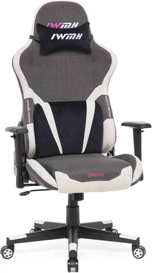 Ergonomische Gamingstoel Met Kantelfunctie Verstelbare Bureaustoel Voor Comfortabel Gebruik – Lichtgrijs en Wit