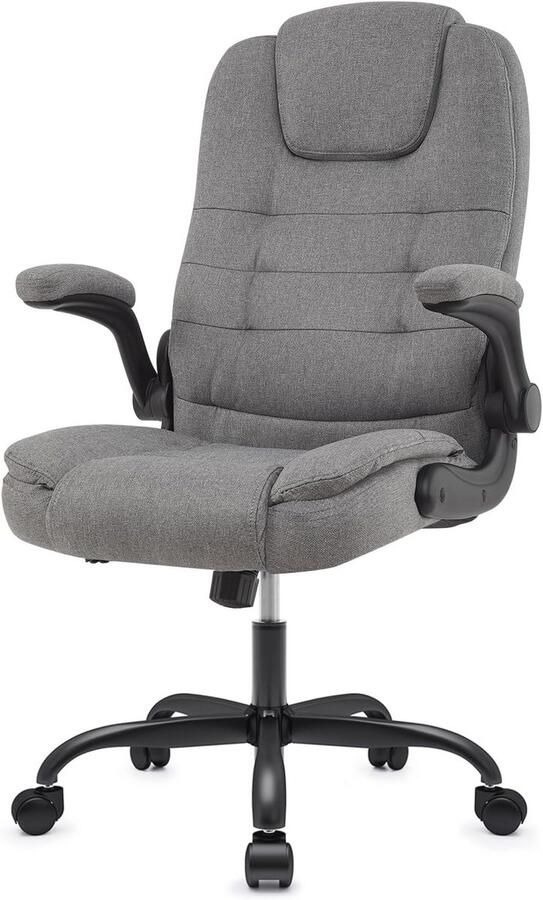 Ergonomische Grijze Bureaustoel met Inklapbare Armleuningen