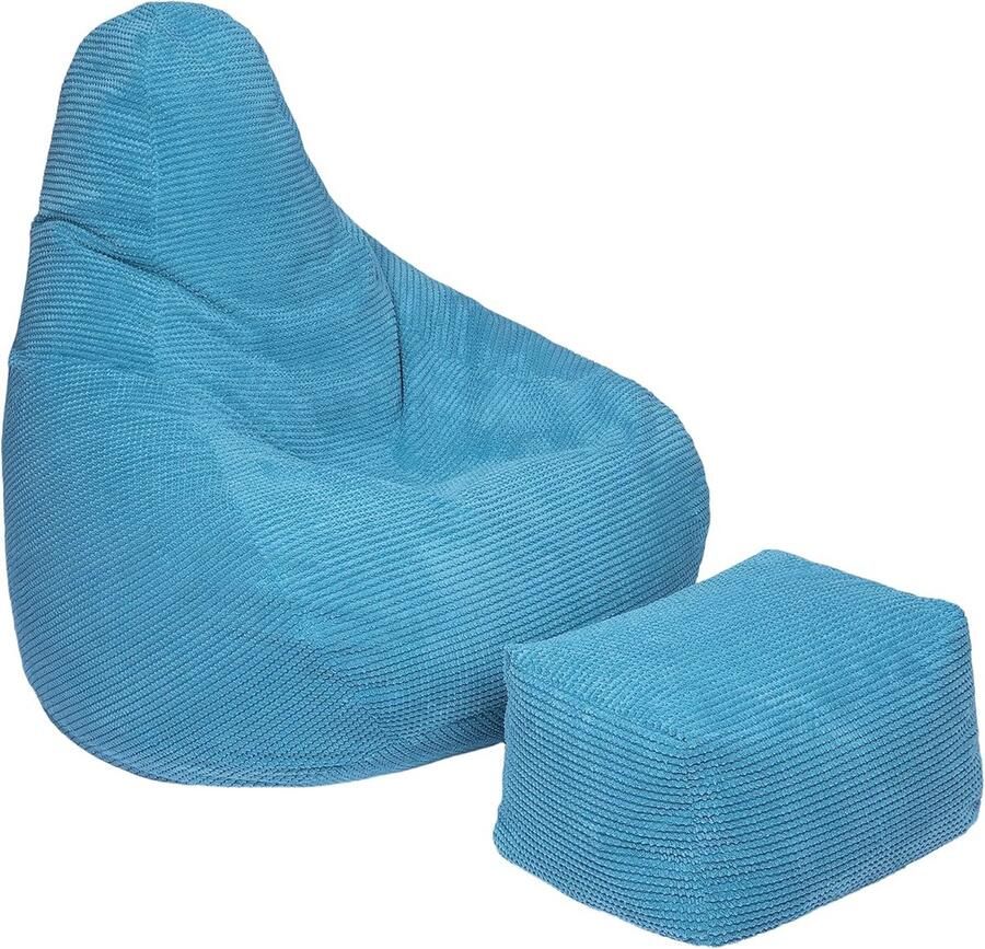 Ergonomische Highback Bean Bag Stoel met Voetenbank Comfortabele Corduroy Zitzak voor Binnen gebruik Ideaal voor Woonkamer en Gaming