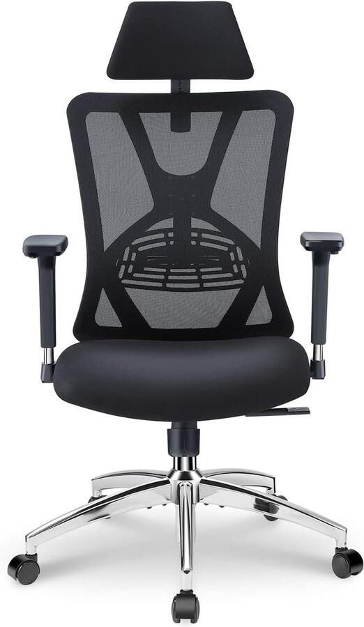 Ergonomische Hoge Rug Bureaustoel met Verstelbare Lendensteun Hoofdsteun 3D-Metalen Armleuning 130 Graden Tot 150 kg Computerstoel Bureaustoel