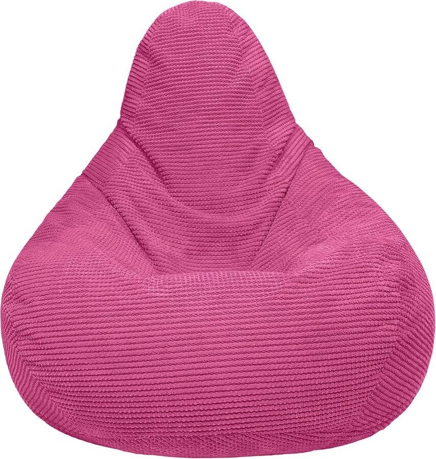 Ergonomische Hoge Zitzak Stoel voor Binnen Comfortabele Corduroy Gaming Zitzak Luxe Ontspanning in Pink