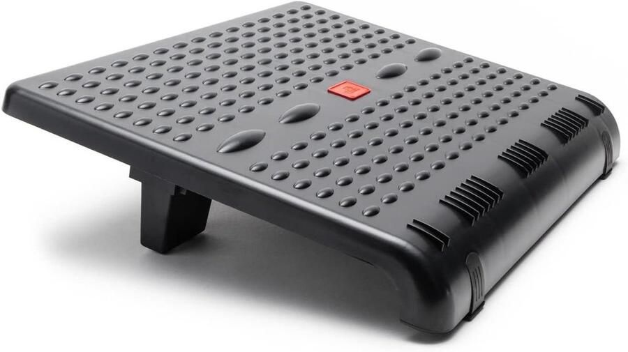 Ergonomic Office Footrest Recycled Plastic 49 x 49 x 11 cm Wavy Massage Surface Adjustable in 2 Positions Made in Spain