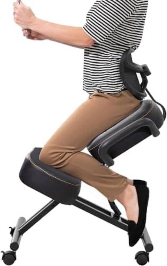 Kniestoel Ergonomisch Met rugleuning In hoogte verstelbaar Comfortabel werken Must have voor alle thuiswerkers of op kantoor! - Foto 2