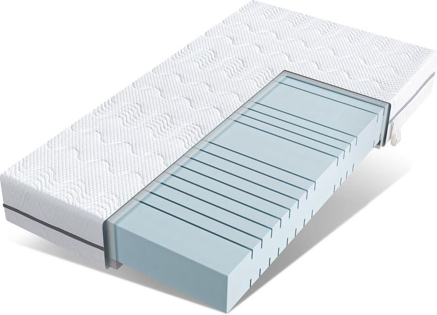 Ergonomische koudschuimmatras 90 x 200 cm H3 hardheid 16 cm hoog 7 zones ademend en Oeko-Tex gecertificeerd