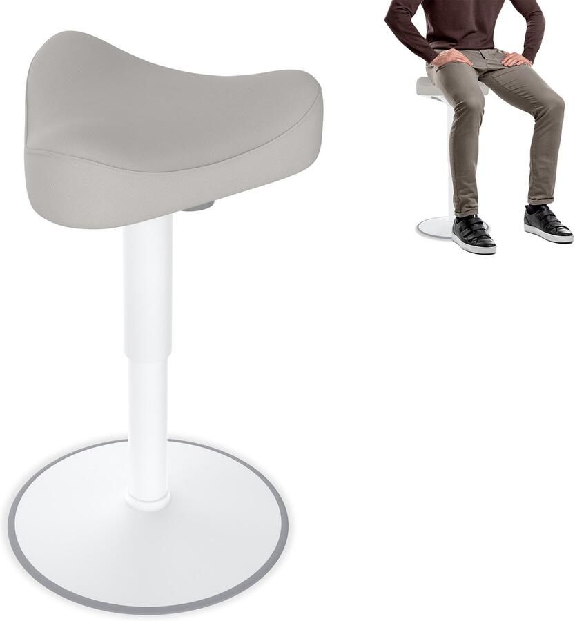 Ergonomische kruk Kantoorkruk met schommeleffect ergonomische in hoogte verstelbare kruk 47-65 cm 360° draaibare ergonomische kruk grijs driehoekig