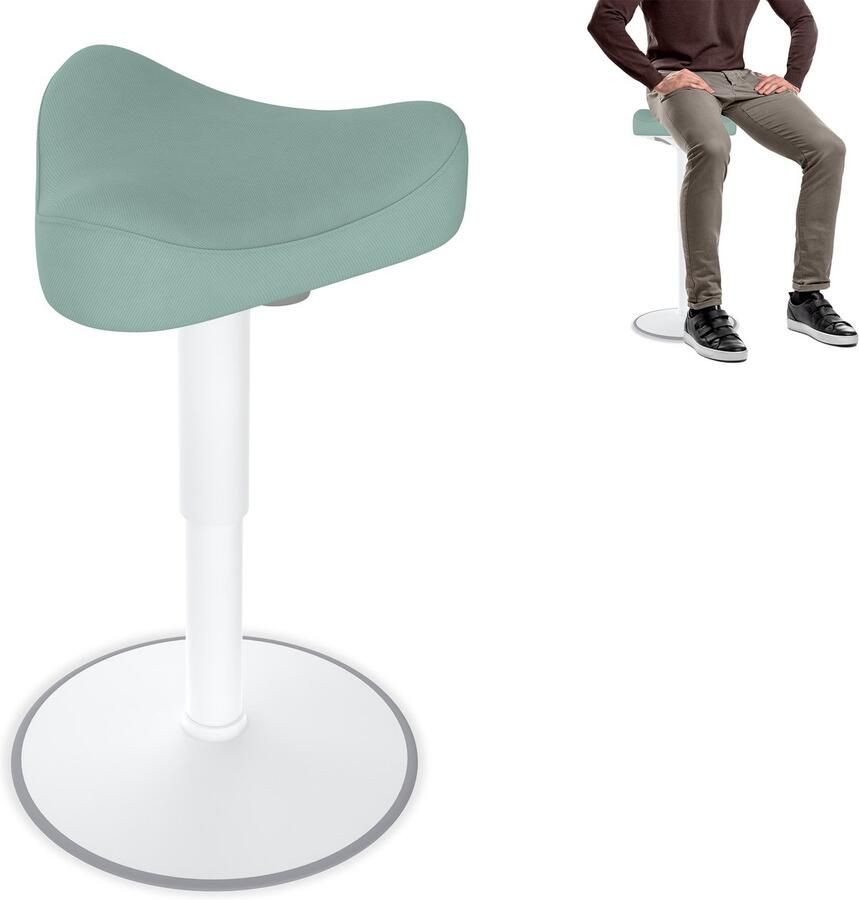 Ergonomische kruk Kantoorkruk met schommeleffect ergonomische in hoogte verstelbare kruk 47-65 cm 360° draaibare ergonomische kruk groen driehoekig