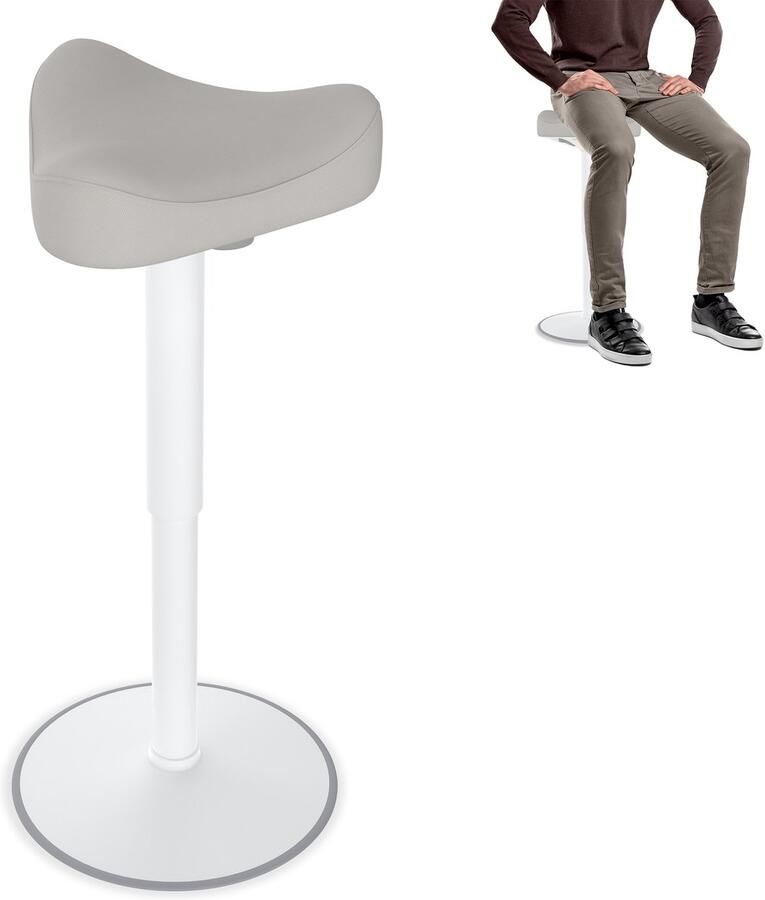 Ergonomische kruk Kantoorkruk met schommeleffect ergonomische in hoogte verstelbare kruk 57-82 cm 360° draaibare ergonomische kruk grijs driehoekig