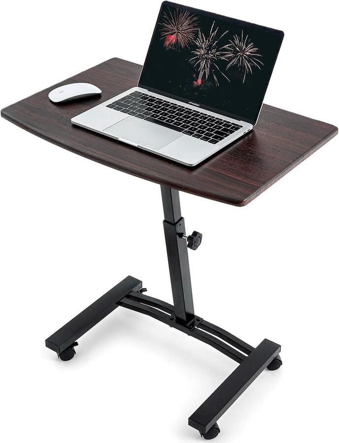 Ergonomische Laptoptafel Op Wielen Groot Tafelblad Mobiele Laptop Statafel Hoogte Verstelbaar Notebook Standaard Houder Zwart
