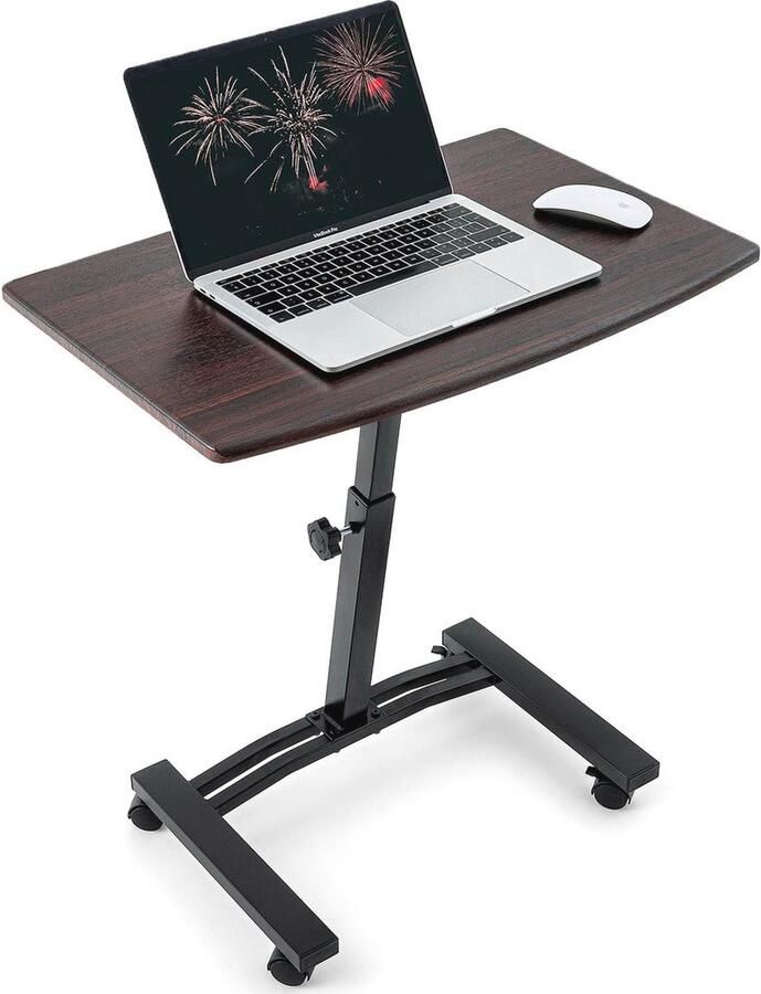 Ergonomische Laptoptafel Op Wielen Hoogte Verstelbare Mobiele Laptop Statafel Groot Tafelblad Multifunctioneel Meubel Zwart