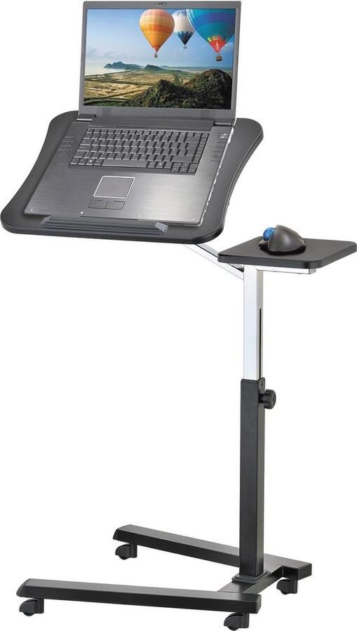 Ergonomische Laptoptafel Op Wielen In Hoogte Verstelbaar Antislip Laptop Statafel Geschikt Voor Laptops Tot 17 Inch Zwart