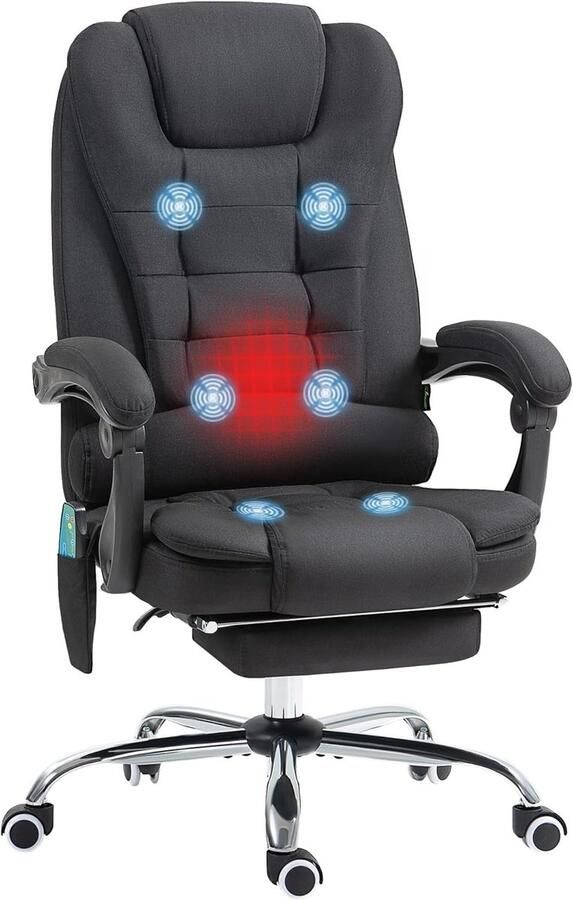 Ergonomische Massage- en Verwarmde Bureaustoel met Verstelbare Hoogte en Rugleuning