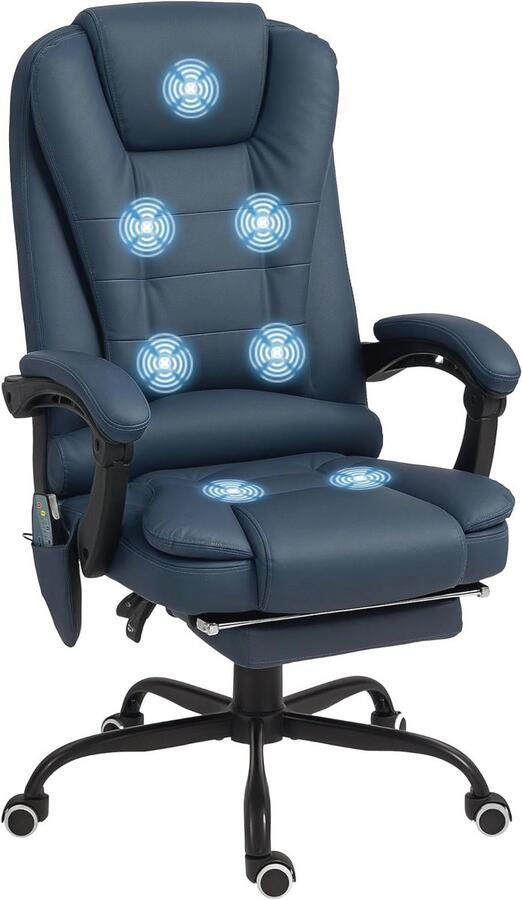 Ergonomische Massagebureaustoel met Verstelbare Hoogte Draaibaar en Afstandsbediening Comfortabele Kantoorstoel voor Ontspanning