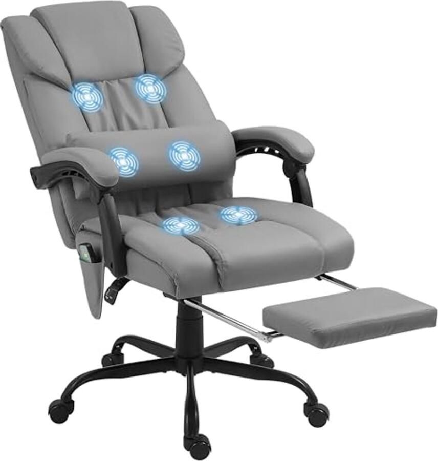 Ergonomische Massagebureaustoel met Voetensteun Verstelbare Zithoogte en Rugleuning