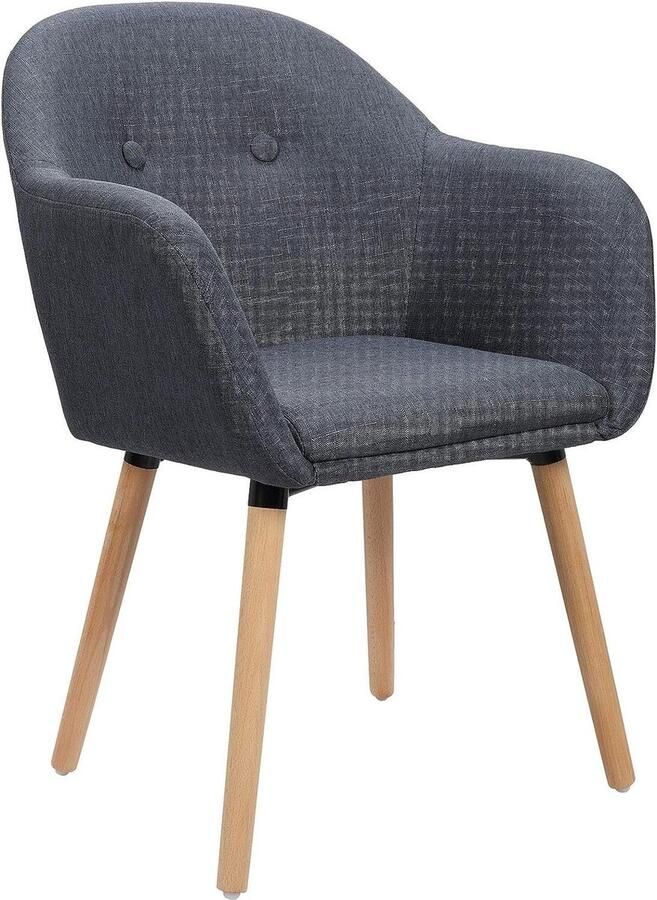 Rootz Living Rootz Ergonomische stoel Bureaustoel Loungestoel Comfortabele linnen bekleding Duurzame massief houten poten Veelzijdig ontwerp 40 cm x 40 cm x 82 cm