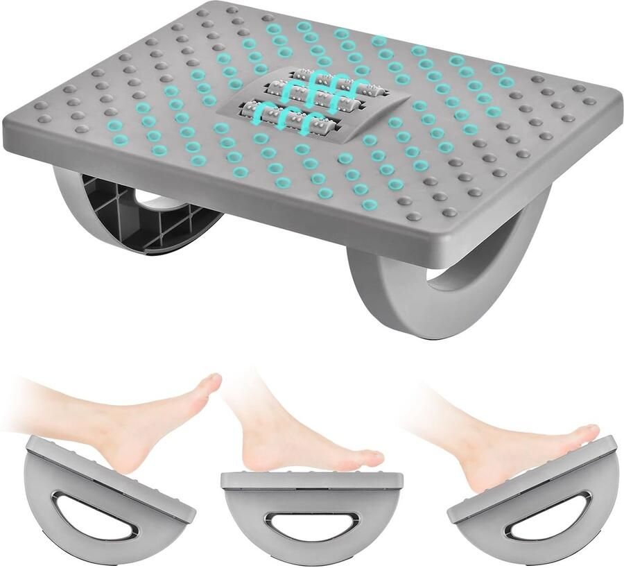 Ergonomische Verstelbare Voetensteun met Massagefunctie voor Bureau en Thuisgebruik in Grijs