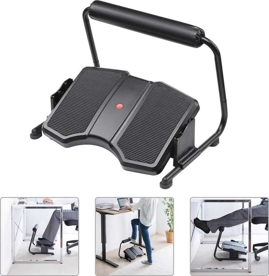 Ergonomische Verstelbare Voetsteun voor Onder Bureau met Antislip Strepen Zwart