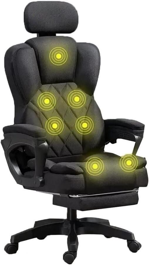 Ergonomische Verwarmde Bureaustoel met Voetsteun en Lumbaal Kussen Draaibare Comfortabele Stoel voor Kantoor