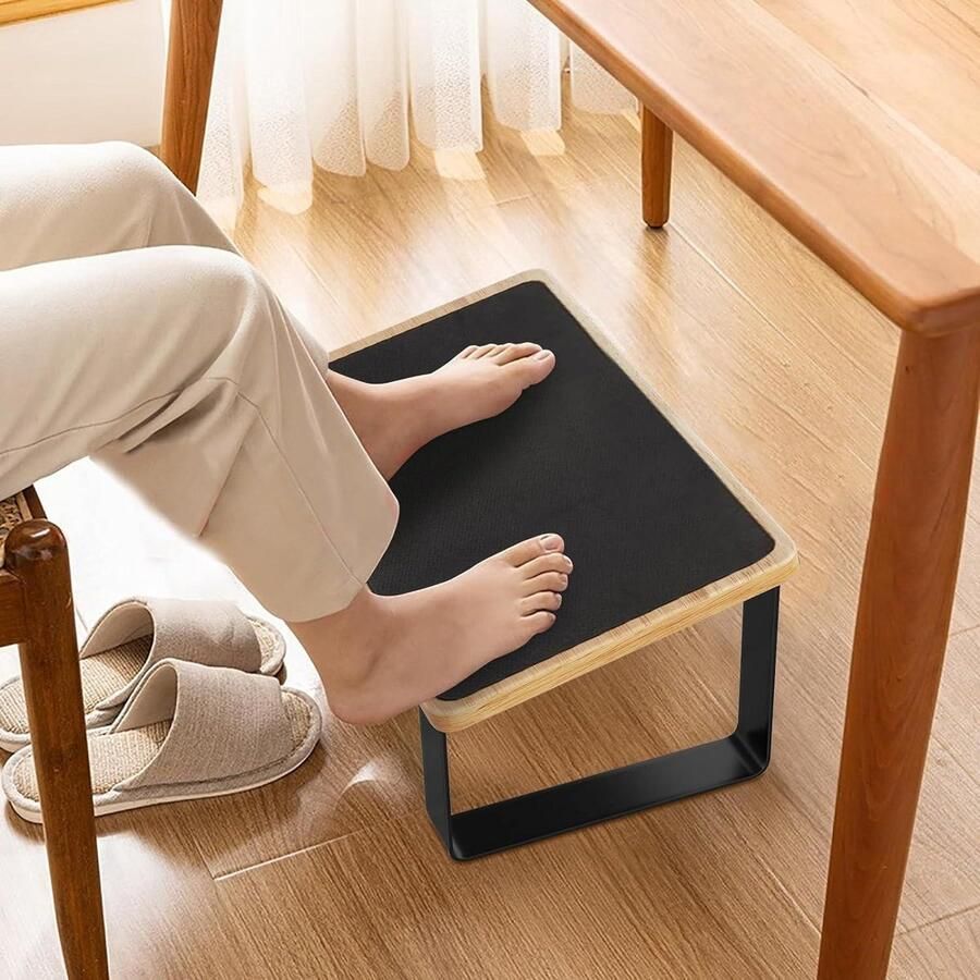 Ergonomische voetenbank met antislip rubberen oppervlak Bureaukruk Mat Zwart Verdikte voetensteun Foot rest - Foto 2
