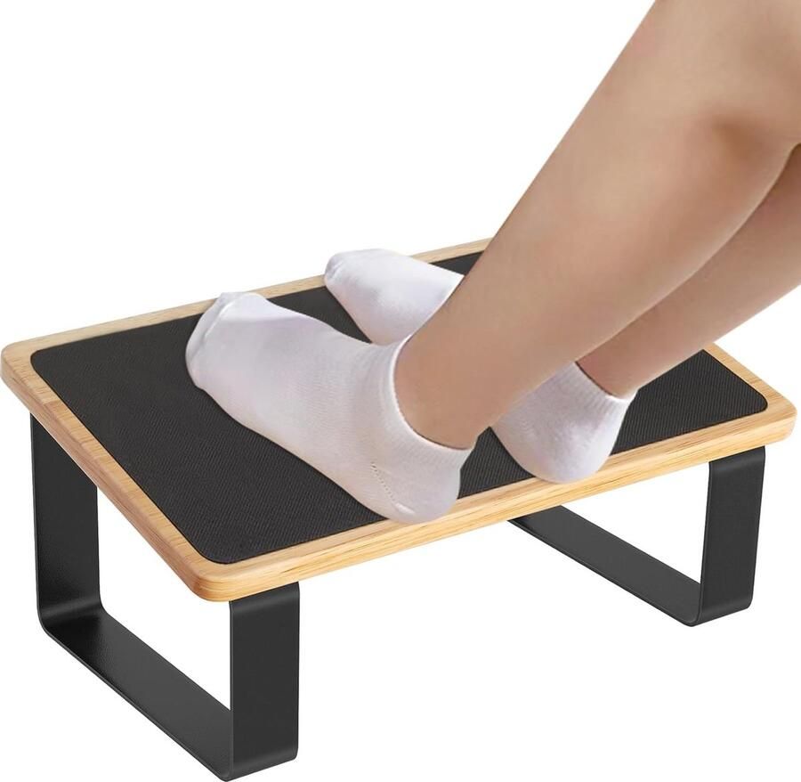 Ergonomische Voetensteun voor Onder het Bureau Antislip Houten en Metalen Design