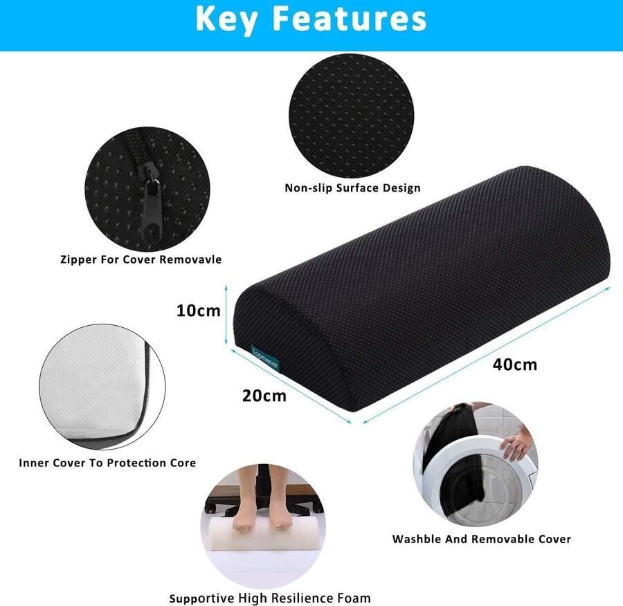Ergonomische voetsteun kussen voet kruk onder bureau met massage stippen voetsteunen kantoor met wasbare dekking &draagbare handvat for thuiswerking en kantoor en reizen Verlicht been knie