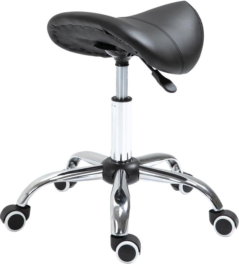 Ergonomische Zadelkruk Kunstleer Amazonekruk in Hoogte Verstelbaar 49-61 cm Zwart