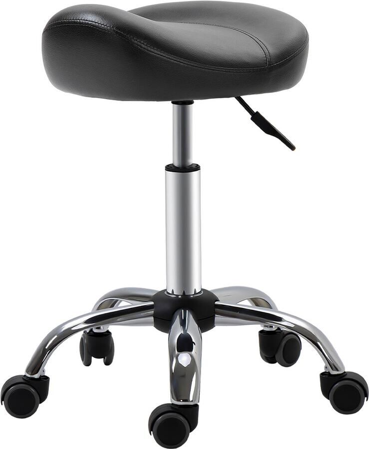 Ergonomische Zadelkruk Kunstleer Amazonekruk in Hoogte Verstelbaar 54-69cm Zwart