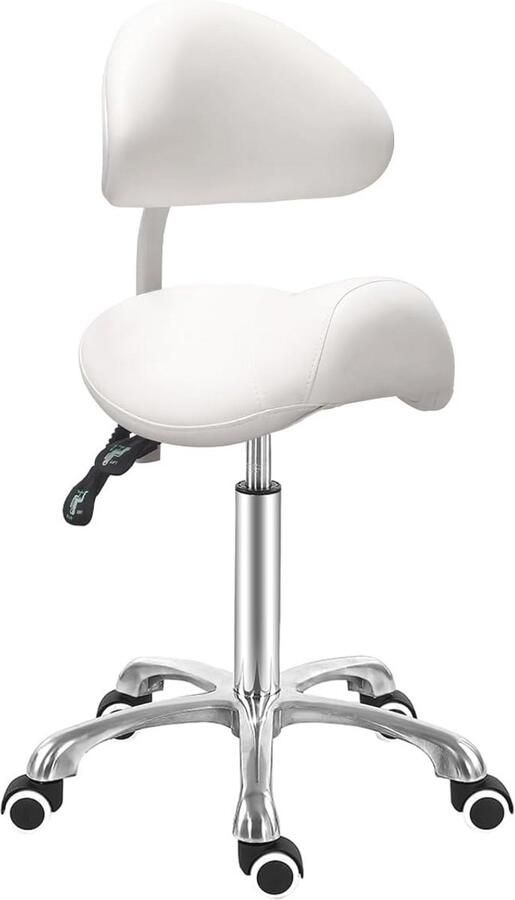 Ergonomische Zadelkruk met Rugsteun voor Schoonheidssalons Tattoo Studio's en Medische Praktijken Verstelbare Hoogte 54-74 cm