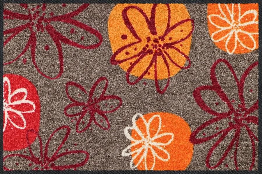 Erwin Müller Koblenz deurmat vuilvangmat antislip deurmat bloemenmotief robuust duurzaam onderhoudsarm geschikt voor vloerverwarming bruin rood afmeting 40x60 cm