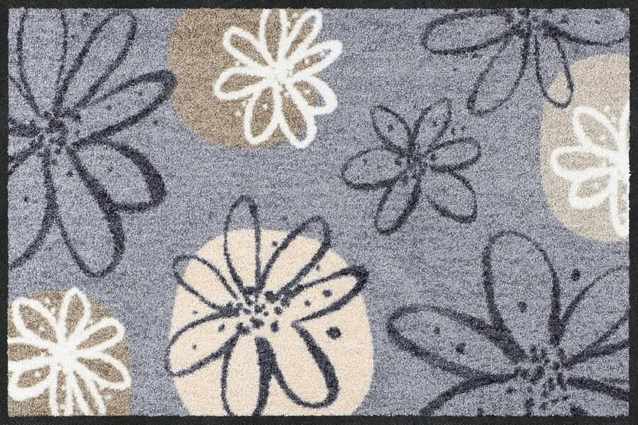 Erwin Müller Koblenz deurmat vuilvangmat antislip deurmat bloemenmotief grijs bruin afmeting 40x60 cm robuust duurzaam onderhoudsarm geschikt voor vloerverwarming