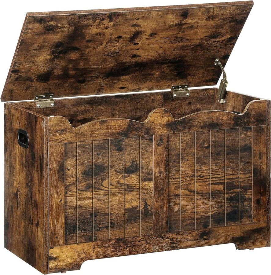 ESB04401X Opbergbank 100 cm met opbergruimte schoenenbank kofferbak 2 veiligheidsscharnieren opbergkast schuurstijl 40 x 100 x 46 cm voor hal slaapkamer woonkamer wit ESB04401X