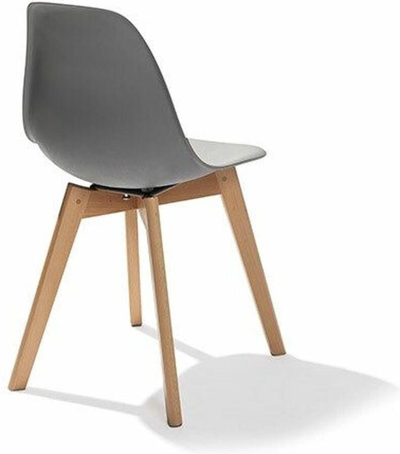 Essentials Keeve stapelstoel grijs zonder armleuning set van 4 berkenhouten frame en plastic zitting 47x53x83cm (LxBxH) - Foto 2