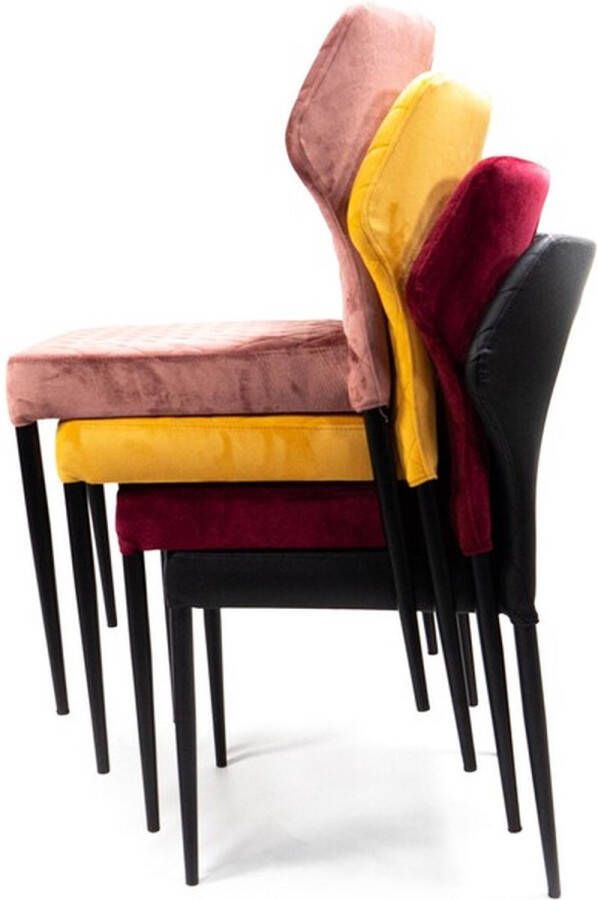 Huismerk Essentials Louis stapelstoel roze set van 4 kunstleder bekleed brandvertragend 49x57 5x81 5cm (LxBxH) - Foto 1