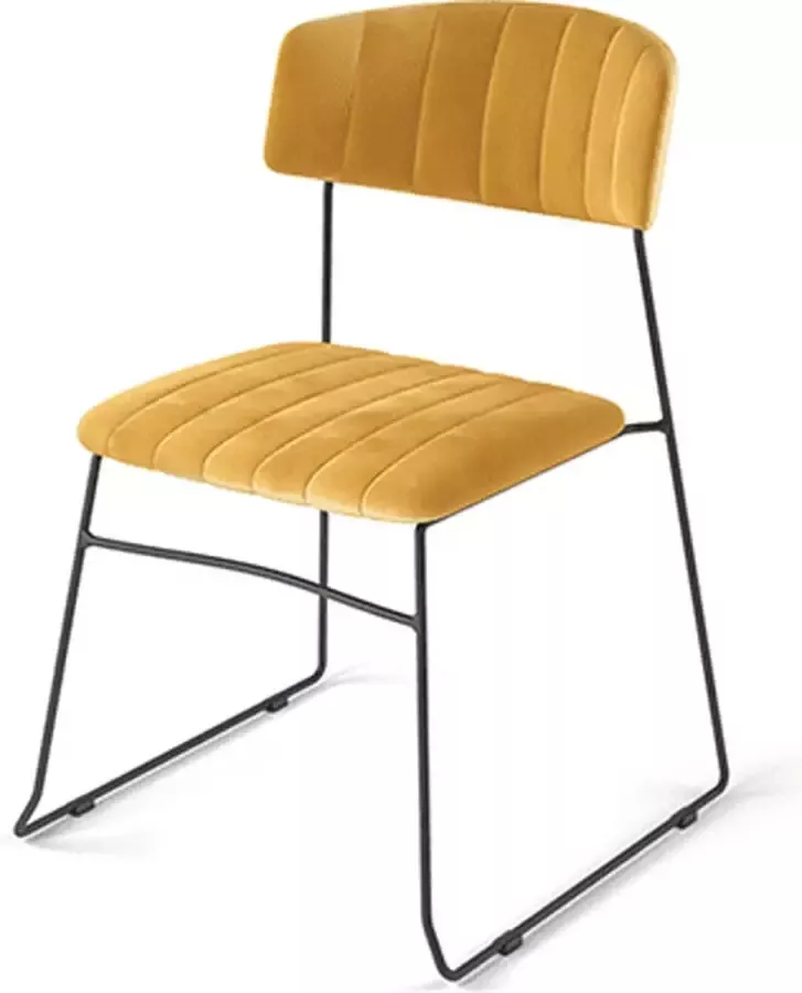Essentials Mundo stapelstoel geel set van 4 kunstleder bekleed brandvertragend 54x55x79cm (LxBxH)