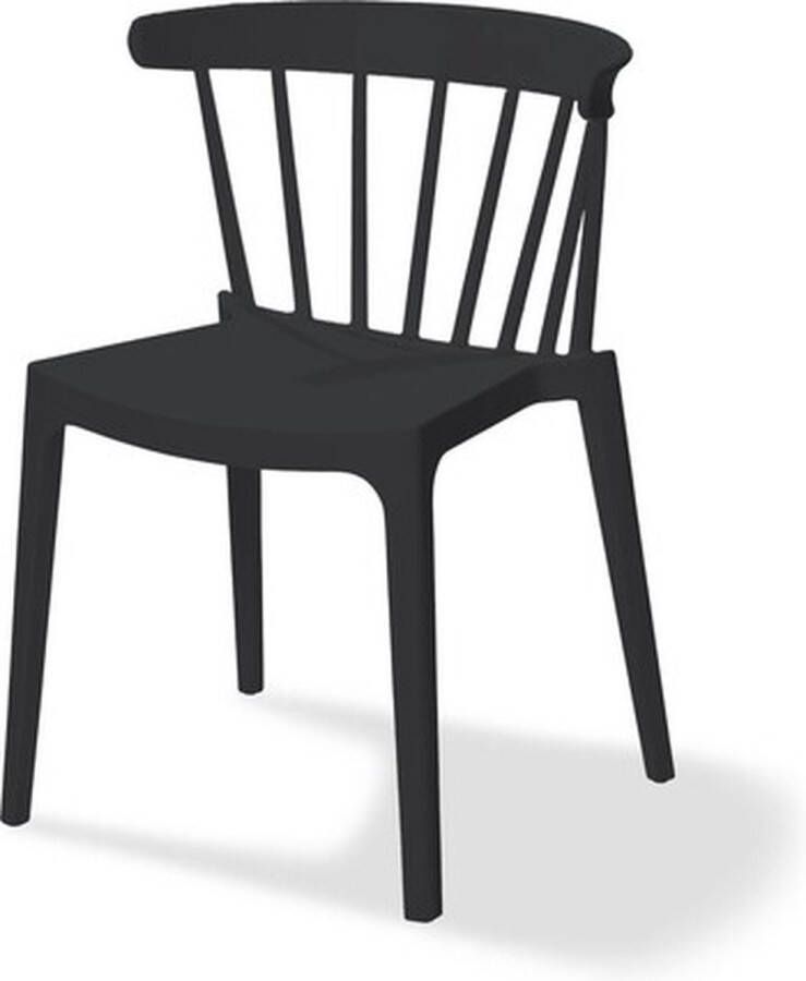Essentials Windson stapelstoel zwart set van 4 Polypropyleen 54x53x75cm (LxBxH)