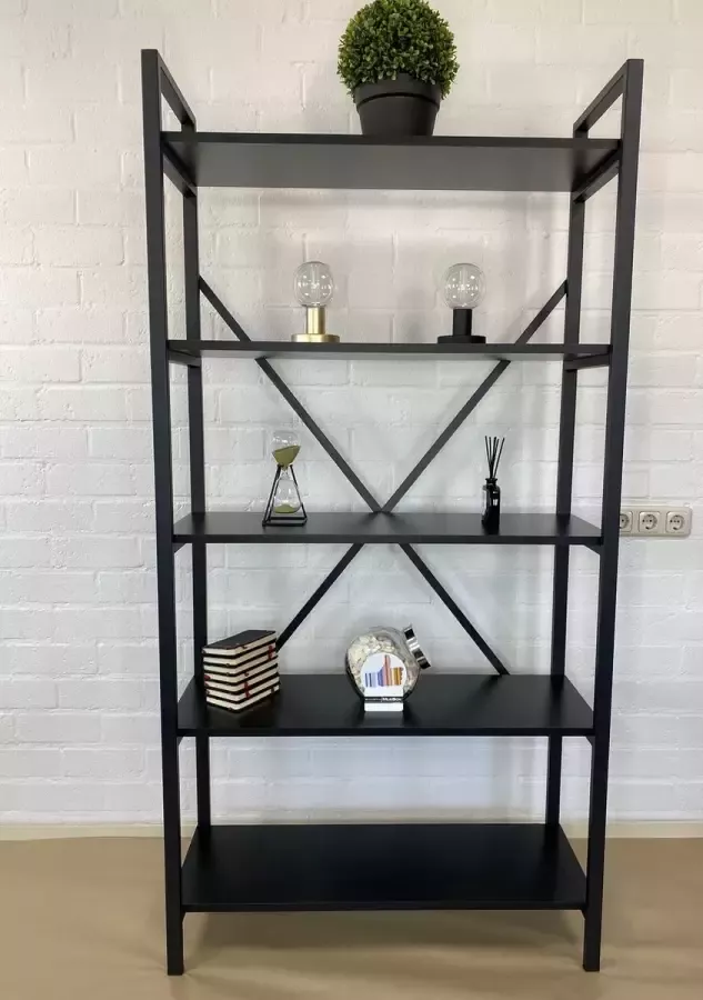 Esss Deals Wandkast Industrieel Hout en Metaal Industriële Boekenkast Boekenrek vakkenkast Open planken 180x90x30 5 planken