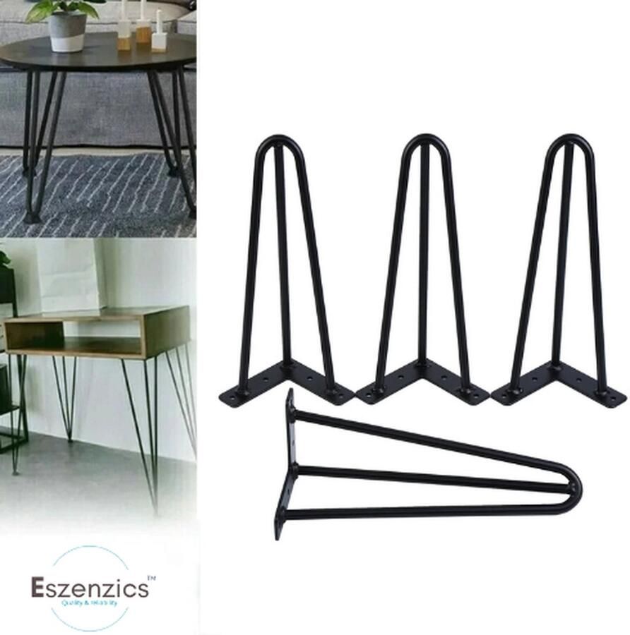Eszenzics™ Zwarte tafelpoten set 4 stuks DIY Heavy duty Gecoat metaal Trendy look 72 cm Hairpin meubelpoot