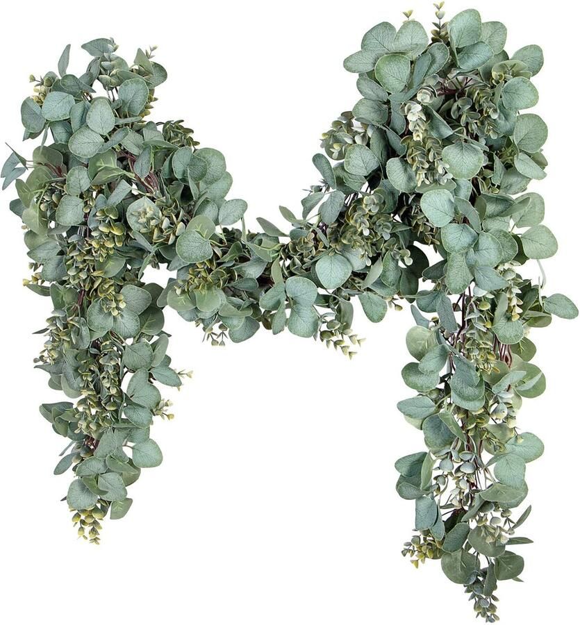 Eucalyptus Garland 2m Kunstmatige Plant Bloemen Garland Hangend Groen Kunstmatige Bloemen Krans Klimopbladeren Bloemenranken Kunstmatig voor Decoratie Bruiloft Achtergrond Boog Tafeldecoratie Paal Tafel Garland