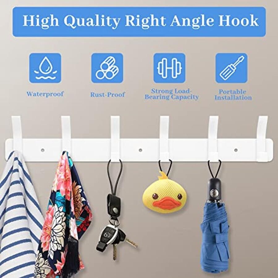 Eucomir kapstokken wandkapstokken voor wandmontage met 6 haken zelfklevende handdoekhaken garderobehaken voor woonkamer keuken badkamer parelwit