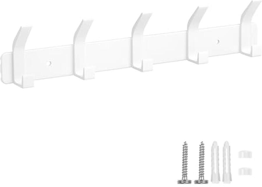 Eucomir kledinghaken wandkapstokken voor wandmontage met 5 haken zelfklevende handdoekhaken garderobehaken voor woonkamer keuken badkamer enz. (wit)