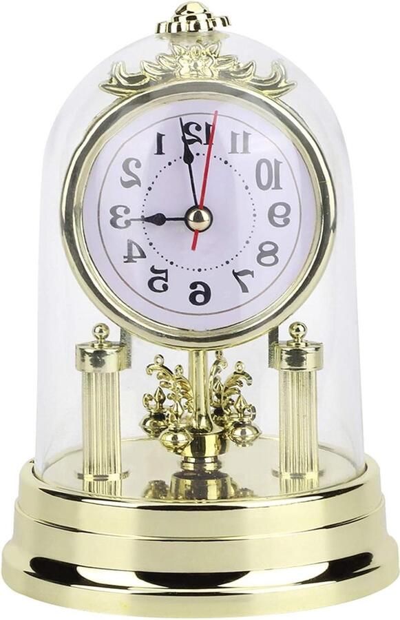 Europese Retro Stijl Koets Tafel Klok Antieke Stille Klok voor Thuis Woonkamer Decor Goud