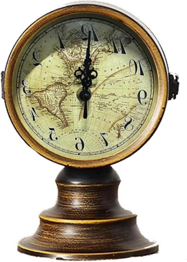 Europese stijl vintage klok Retro klok tafel bureau wekker ijzer HD glazen lens batterij aangedreven burea UKklok voor slaapkamer woonkamer decoratie