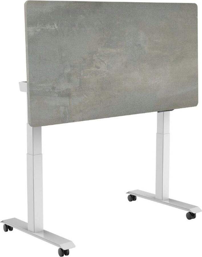 Euroseats Elektrisch verstelbaar opklapbaar en verrijdbaar bureau 180x80 cm Wit Betonlook grijs