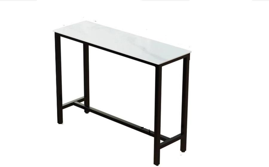 Everyday-Shop Bartafel Stenen Bartafel Statafel Eettafel Gesinterde Steen Marmer Look 120x40x105 cm Glans Wit