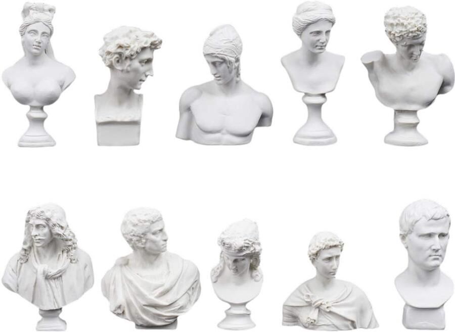 EXCEART Set van 10 Griekse mythologie minifiguren Harsen sculptuur retro kunst voor kamer stijlvol bureau ornament voor kantoor en thuis
