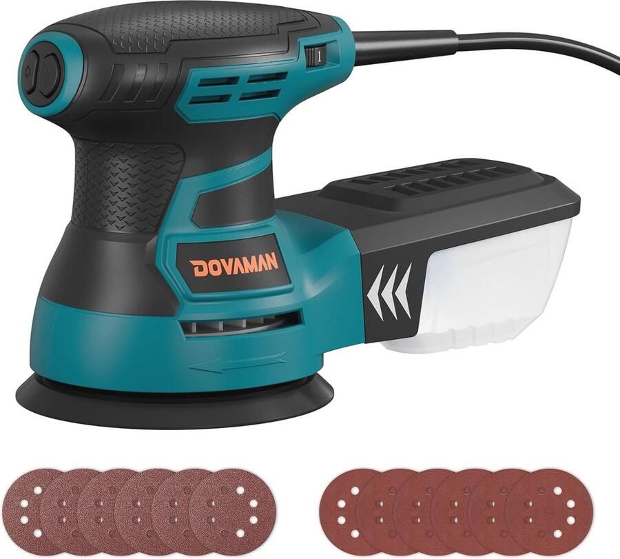 Excentrische Schuurmachine 350W met 6 Snelheden en 12 Stuks Schuurpapier Voor Hout en Metaal