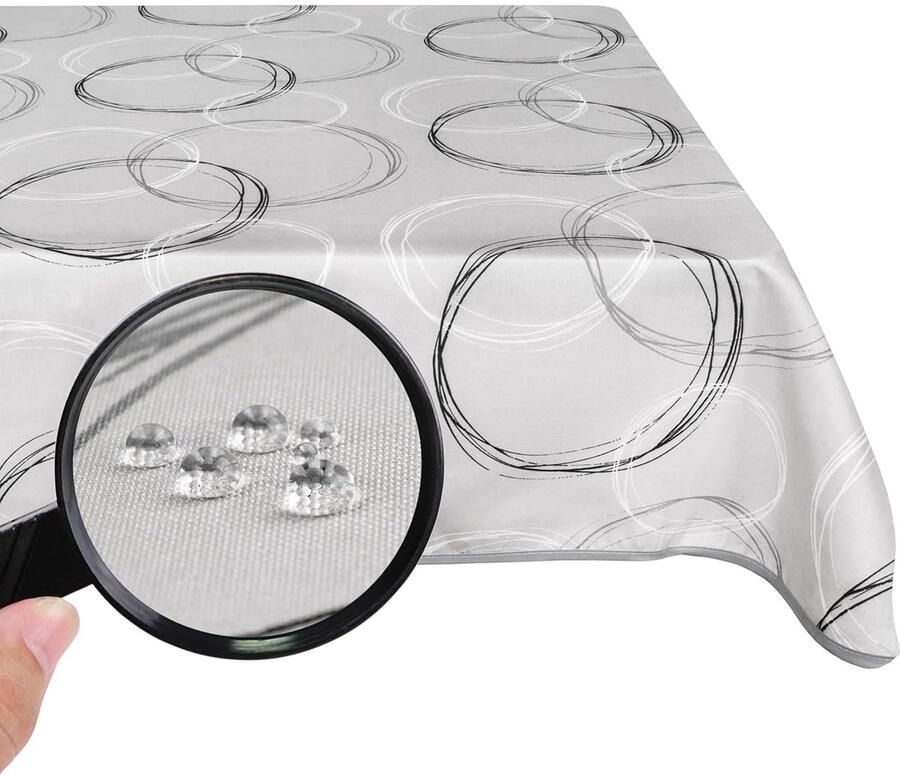 Tafelkleed met Tefloncoating Afwasbaar en Vuilafstotend 1 stuk Grijs 140 x 180 cm